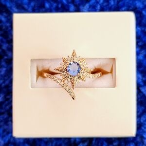 Bomb Party Size 10 Rose Gold LC Blue Gemstone Ring NWT